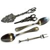 Image 1 : Five-Piece Silver-Plated Utensils with Cake Server, Shears & 84-Marked Spoons