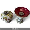 Image 2 : 2 Vintage Moser White Cased Cranberry Glass Boudoir Lamps (5.25 in.)
