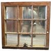 Image 1 : Vintage Wooden Nine-Light Window Sash Converted to Mirror - Metal Latch (L 28 x H 27.5 in.)