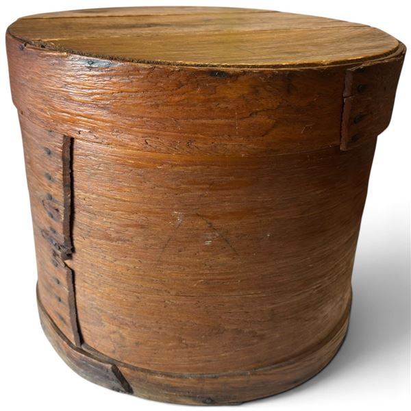 Large Cylindrical Bentwood Storage Box with Fitted Lid (17 in. H x 14 in. diameter)