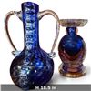Image 3 : Fifth Avenue Crystal Bernini Saturn Candleholder, 3 Art Glass Vases & Pansy Teapot