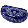 Image 2 : Bohemian Cobalt Blue Cut-to-Clear Crystal Centerpiece Bowl with Starburst Pattern - 8" x 10.5" x 6"