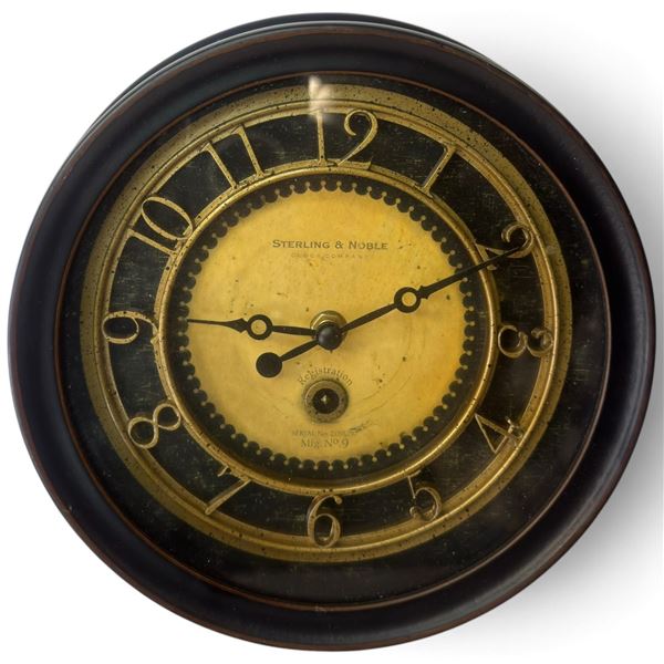Sterling & Noble Mfg. No. 9 Black & Brass-Tone Reproduction Wall Clock (9 in.)