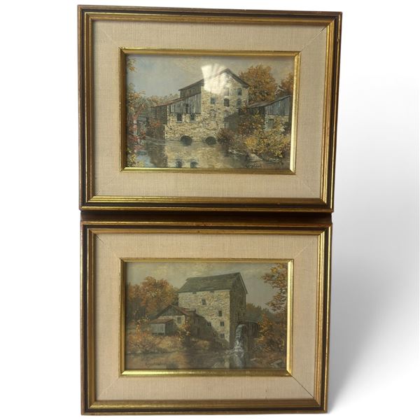 Pair of James Keirstead Framed Mill Landscape Prints (10.5 x 8.5 in. each)