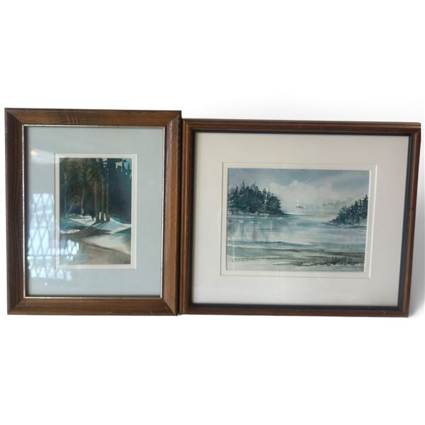Lorraine Mary Hawe, Two Signed BC Landscape Watercolors, Framed (9.5 x 11.5 & 13 x 11 in.)