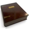 Image 1 : Book-Form Wooden Keepsake Box, Brass Plaque (12 x 14.5 x 3.5 in.)