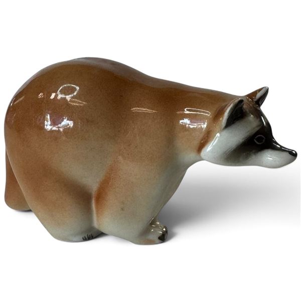 Soviet Porcelain Raccoon Figurine, Model 2803, Made in USSR (5.5 in.)