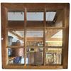 Image 1 : Rustic Nine-Pane Wood Window-Frame Wall Mirror, Brown Finish (28 x 27.5 in.)