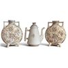 Image 1 : Three-Piece Floral Glazed Ceramic Vase & Coffee Pot Group (Tallest 9.75 in.)