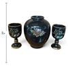 Image 2 : Kinoys Rhodes Black Ceramic Vase & 2 Goblets with 24K Gold Detail (6.5 in.)