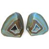 Image 1 : Pair of Polished Blue-Gray, Brown & Cream Banded Agate Geode Bookends (5.5 in.)