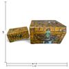 Image 2 : Pair of Hand-Carved Wood Boxes with Village Scenes & Brass Clasps (12 x 7.5 x 7 in.)