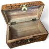 Image 3 : Pair of Hand-Carved Wood Boxes with Village Scenes & Brass Clasps (12 x 7.5 x 7 in.)