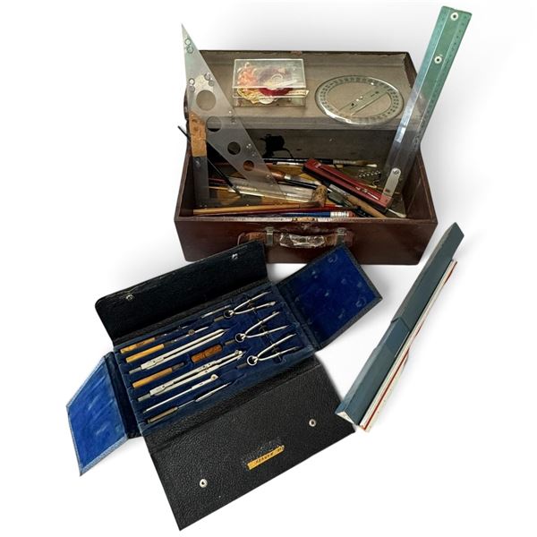 Rapidesign Drafting Instrument Set, Rules & Accessories in NLS Wooden Case