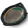 Image 3 : Early 20th Century Ornate Cast Bronze Oval Beveled Wall Mirror (7.5 x 10.5 in.)