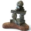 Image 1 : Gerry Brohman "Inukshuk" Soapstone Figure Sculpture on Shaped Wood Base (8 in.)