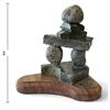 Image 2 : Gerry Brohman "Inukshuk" Soapstone Figure Sculpture on Shaped Wood Base (8 in.)