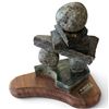 Image 3 : Gerry Brohman "Inukshuk" Soapstone Figure Sculpture on Shaped Wood Base (8 in.)