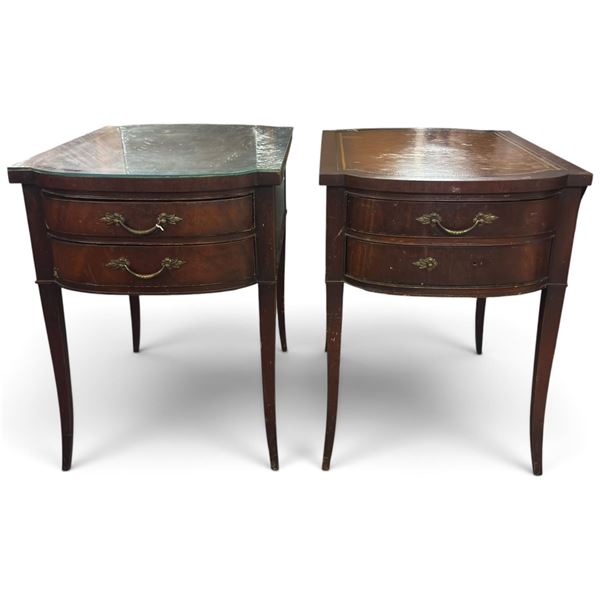 Pair of Imperial Grand Rapids Mahogany Bowfront Two-Drawer Side Tables (18 X 27 X 24 in.)