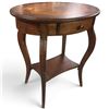 Image 4 : Oval Wood Side Table with Geometric Veneer, Drawer & Shelf (24.5 x 18 x 26 in.)