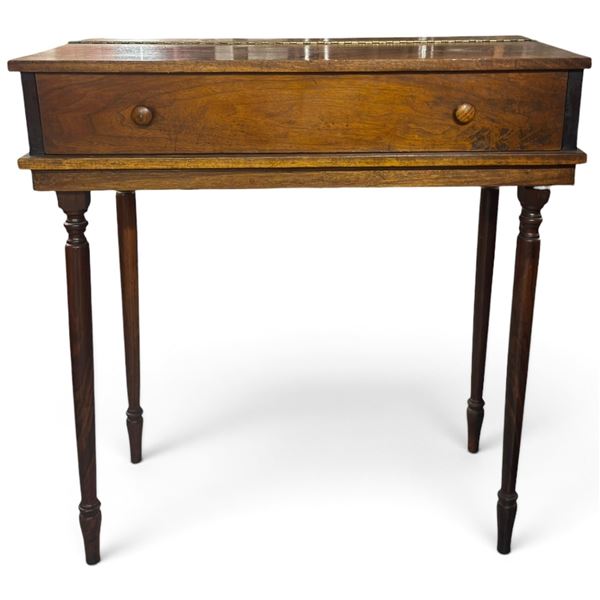 Wood Writing Desk with Hinged Top, Pigeonholes & Turned Legs (34 x 18 x 36 in.)