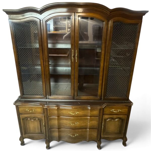 French Provincial-Style 2-Piece China Cabinet & Buffet Hutch (63 x 17 x 78 in.)