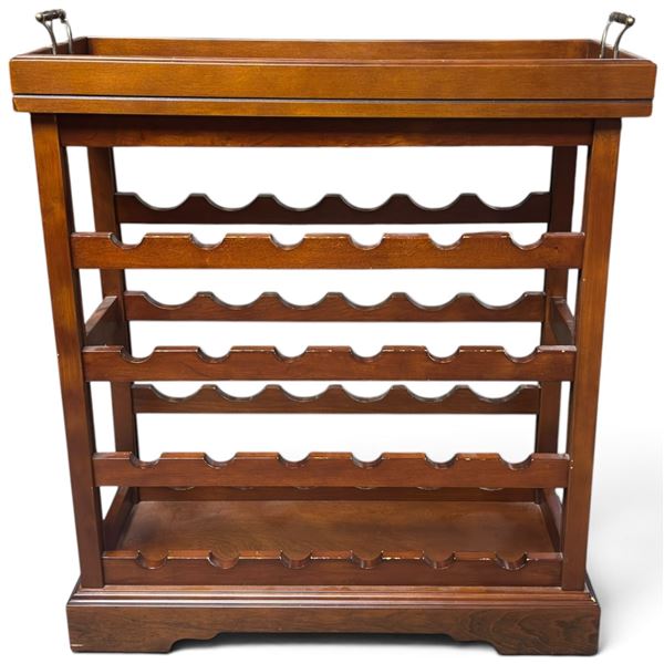 Mahogany-Finish Four-Tier Wine Rack with Removable Serving Tray (29 X 36 X 11 in.)