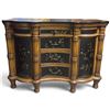 Image 1 : Floral-Decorated Serpentine Cabinet with Black Marble Top (50.5 x 20.5 x 36.5 in.)