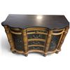 Image 3 : Floral-Decorated Serpentine Cabinet with Black Marble Top (50.5 x 20.5 x 36.5 in.)
