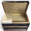 Image 3 : Black Canvas-Wrapped Steamer Trunk on Castors with Fitted Interior (34.5 x 20 x 24.5 in.)