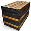 Image 5 : Black Canvas-Wrapped Steamer Trunk on Castors with Fitted Interior (34.5 x 20 x 24.5 in.)