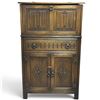 Image 1 : Jacobean Revival Carved Wood Cocktail Cabinet, Mirrored Interior (L 29.5 x H 48.75 x D 17 in.)