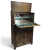 Image 4 : Jacobean Revival Carved Wood Cocktail Cabinet, Mirrored Interior (L 29.5 x H 48.75 x D 17 in.)