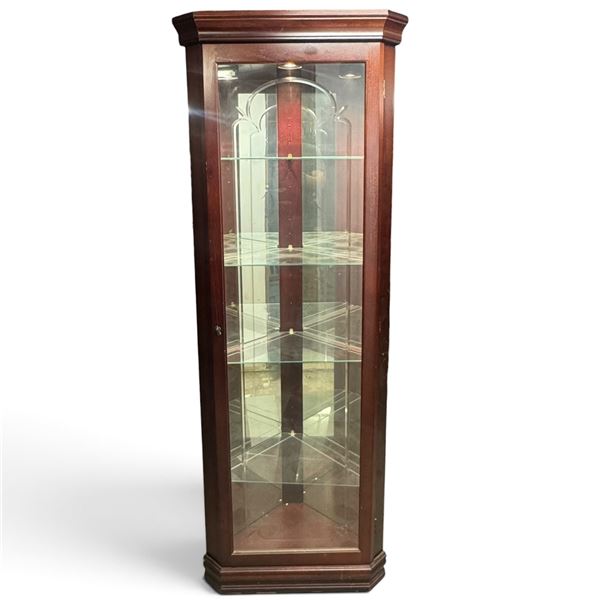 Pulaski 20205 Victorian Cherry Lighted Corner Curio Cabinet (L 26.5 x H 72.5 x D 15.5 in.)
