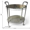Image 2 : Modernist Chrome-Tone Two-Tier Oval Glass Bar Cart on Casters (25.5 X 30 X 18.5 in.)