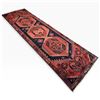 Image 1 : Hamedan Hand-Knotted Wool Persian Runner Rug 9.2 x 2.8 ft Geometric Design