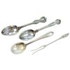 Image 1 : 3 Vintage Sterling Silver Spoons & 1 Appetizer Fork * Total weight: 60.6 grams