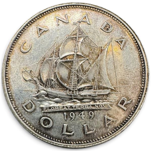 1949 Canadian Silver Dollar - 80% Silver - Commemorating Newfoundland Joining the Confederation - Ci