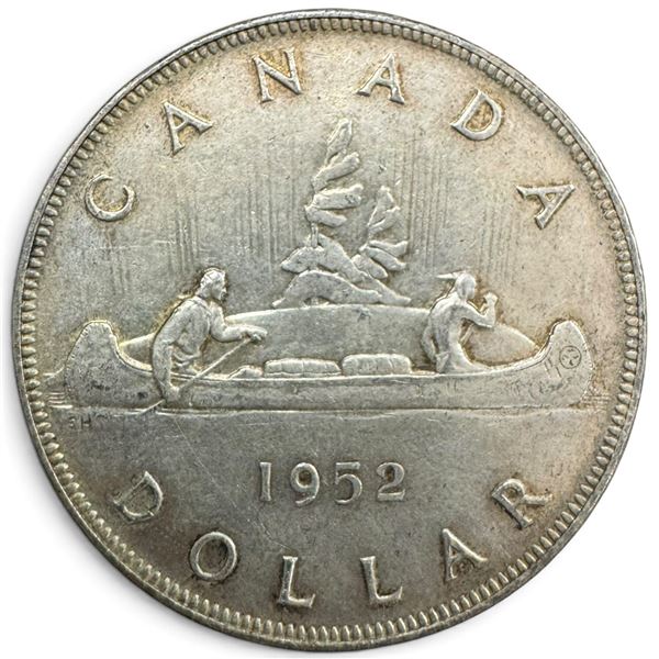 1952 Canadian Silver Dollar - 80% Silver Voyageur Dollar - Circulated