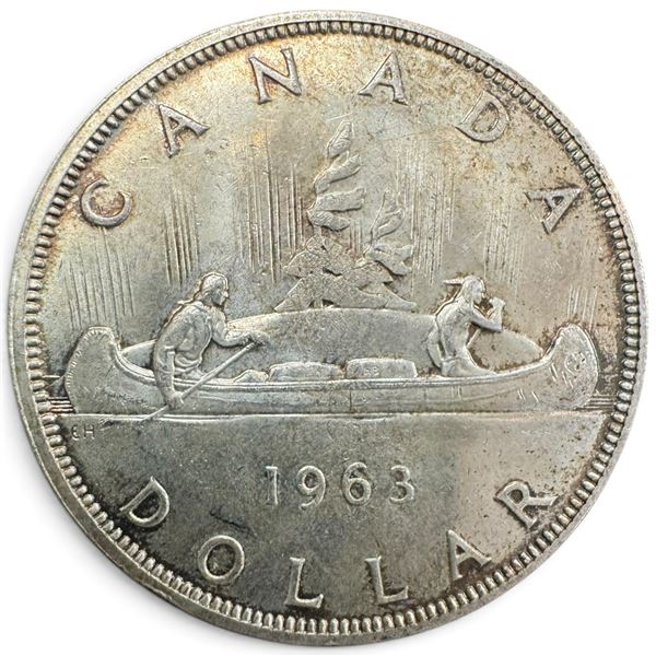 1963 Canadian Silver Dollar - 80% Silver Voyageur Dollar - Circulated