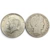 Image 2 : 2 US  Silver Half Dollar Coins - 90% Silver - (1907 and 1964) - Circulated
