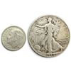 Image 2 : 1942 US Half Dollar & 1959 US Dime - Both are 90% Silver * Circulated