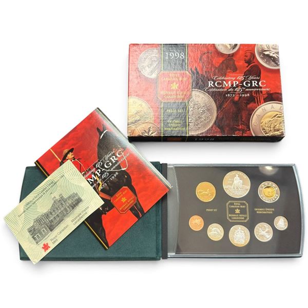 1998 RCMP Proof Silver Coin Set - All of the coins are .925 Silver with the exception of the Loonie