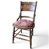 Image 1 : Pierced Floral Wood Armchair with Upholstered Seat & Turned Stretchers (33.5 in.)