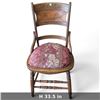 Image 2 : Pierced Floral Wood Armchair with Upholstered Seat & Turned Stretchers (33.5 in.)