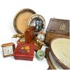 Image 2 : Mixed Decorative Arts with Westclox Clocks, Inlaid Boxes, Suribachi, Mirror & Bookends