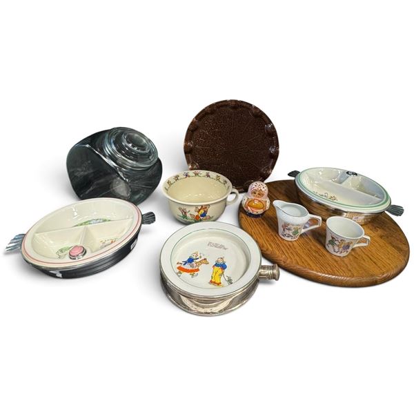 Vintage Nurseryware Group: Bartsch Baby Hot Plates, Ridgway Jolly Jinks & Serving Pieces