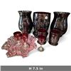 Image 2 : 9-Piece Ruby-Toned Glass Vases, Goblets & Leaf Tray, Incl. Princess House Fantasia (7.5 in.)