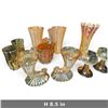 Image 2 : Mixed Amber & Smoked Glassware Group with Murano-Labeled Dish & Tray (8.5 in.)