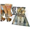 Image 3 : Mixed Amber & Smoked Glassware Group with Murano-Labeled Dish & Tray (8.5 in.)